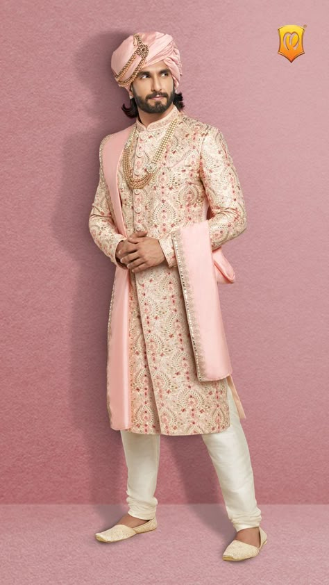 If you thought beige is the only colour meant for grooms then you’re in for a surprise. Selecting the perfect sherwani for your wedding becomes easier than ever because Manyavar brings you an array of designs and colours to choose from! Groom Indian Wedding Outfits, Designer Sherwani For Men, Indian Wedding Suits Men, Indian Groom Dress, Men Sherwani, Wedding Dresses Men, Wedding Kurta For Men, Wedding Outfits For Groom, Groom Dress Men