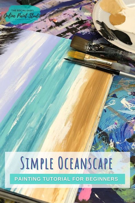 Art Painting Step By Step, Afremov Paintings, Seascape Paintings Acrylic, Easy Diy Canvas Painting, Tutorial Acrylic Painting, Social Easel, Painting Tutorial Acrylic, Beginner Acrylic Painting, Painting Techniques For Beginners