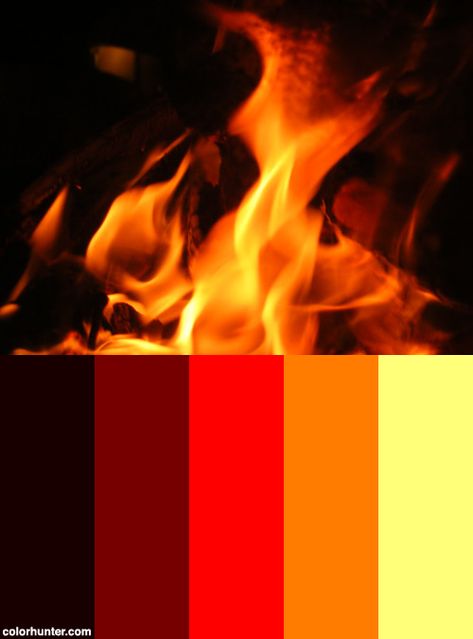 Fire Flame Color Scheme from colorhunter.com Fire Pallete Color, Spicy Color Palette, Flame Color Palette, Fire Color Palette, Painterly Art, Colors Of Fire, Orange Color Schemes, Red Color Schemes, Stunning Hairstyles