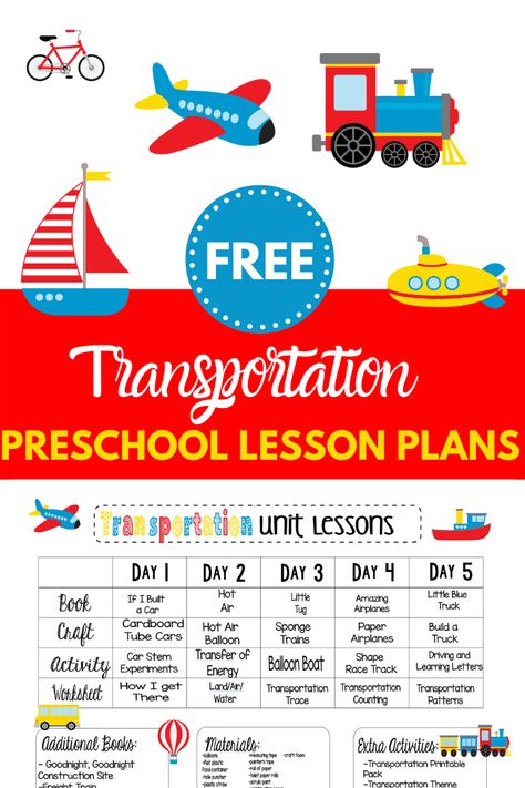 Looking for Transportation themed preschool lesson plans? Check out these free plans with a week's worth of Tranportation themed crafts and activities! It's all done for you and free to print! Playhouse Themes, Transportation Preschool Crafts, Preschool Transportation Crafts, Preschool Curriculum Ideas, Free Preschool Lesson Plans, Transportation Preschool Activities, Transportation Theme Preschool, Preschool Calendar, Transportation Unit