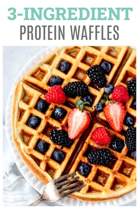 3-ingredient protein waffles make for a great healthy protein-packed breakfast for the whole family! Made in the blender with cottage cheese, oats and eggs, these tasty waffles couldn’t be easier to whip together. Perfect for weekly meal prep! {Gluten-free-friendly & vegetarian} 3 Ingredient Protein Waffles, Oat Protein Waffles, Meal Prep Waffles Healthy, Protien Waffles Cottage Cheese, Freezer Protein Waffles, Devotion Protein Waffles, High Protein Breakfast Waffles, Oatmeal Protein Waffles, Diy Protein Waffles