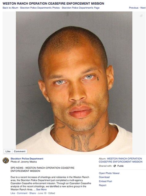 Teardrop Tattoo, Jeremy Meeks, Celebrity Mugshots, News Logo, Friday Meme, Tattoos Drawing, 10 Funniest, Modeling Career, E Card