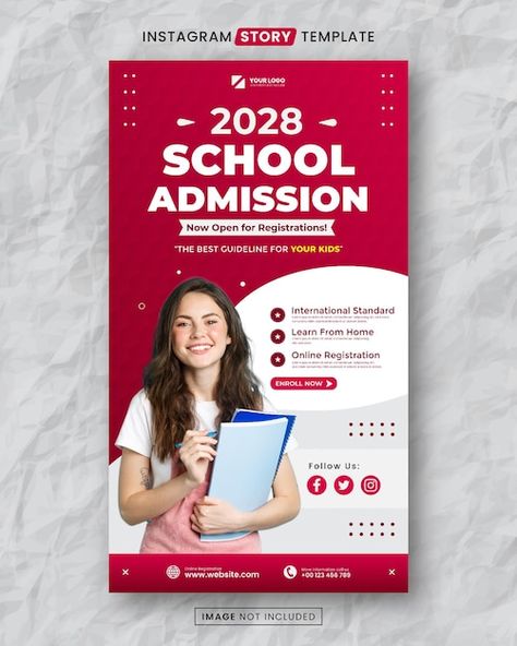 Red school admission media social story ... | Premium Vector #Freepik #vector #college-poster #college-admission #admission-poster #admission-open College Admissions Poster, College Poster Ideas, Business Poster Design Ideas, School Post Design, College Posters, School Ads, Tutoring Flyer, College Announcements, It's Okay That's Love