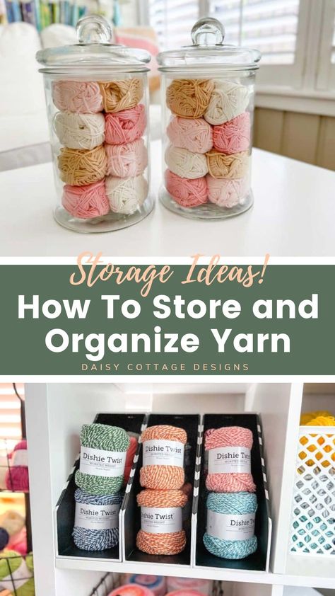 Yarn Wall Organization, Yarn Ball Storage, Ikea Yarn Storage Ideas, Crochet Supply Storage, Organize Knitting Supplies, Yarn Storage Ideas Organizing, Yarn Stash Organization, Ways To Store Yarn, Knitting Organization Ideas