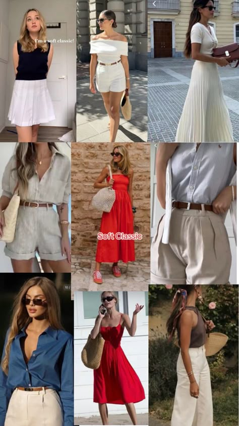 Classic Moodboard, Soft Classic Body Type, Soft Classic Outfits, Kibbe Classic, Soft Classic Style, Classic Summer Outfits, Kibbe Soft Classic, Soft Classic Kibbe, Classic Essence