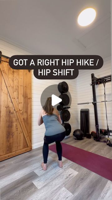 Katie - CSCS, CPT on Instagram: "This is a variation of an exercise I shared the other day but it’s slightly more active and works great as a prep drill for a squat or any exercise where you may have a right hip hike. 

The right leg is in a push off position, allowing for hip extension and external rotation and facilitating the glutes, while the left side is in a more stance position, facilitating abdominals and anterior glutes.

Give this a try next time you have that annoying hike to the right. 

This is inspired by principles from @posturalrestoration and my own lens of gait and love of exercise.

#hiphike #prination #hipmobility #gait #glutemax" Hip Hike Exercise, Hip Extension, Hip Mobility, An Exercise, March 1, Work Out, Hiking, On Instagram, Instagram