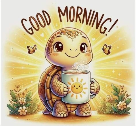 Good Morning Turtle, Turtle Quotes, Cute Happy Quotes, Happy Day Quotes, Good Morning Greeting Cards, Good Morning Funny Pictures, Cute Good Morning Images, Funny Dog Photos, Good Morning Sunshine Quotes