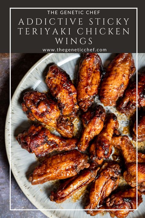 Sticky Teriyaki Chicken, Chicken Wing Sauce Recipes, Wings Recipe Baked, Teriyaki Wings, Marinated Chicken Wings, Teriyaki Chicken Wings, Pollo Teriyaki, Baked Teriyaki Chicken, Wing Sauce Recipes