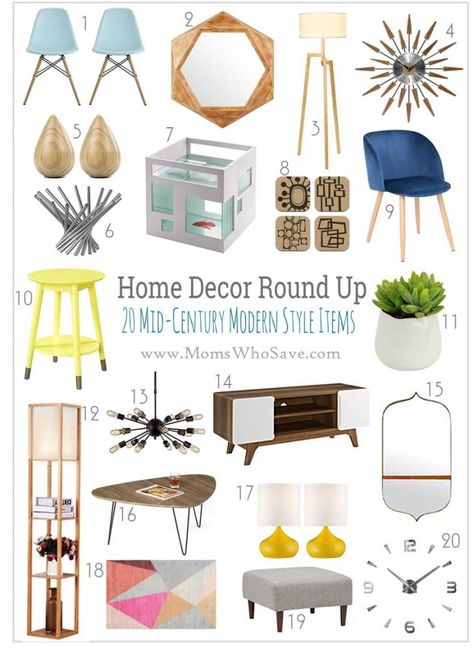 20 Affordable Mid-Century Modern Home Decor Ideas | MomsWhoSave.com Mid Century Modern Accessories, Do It Yourself Home Decor, Home Decor Websites, Chic Modern Home Decor, Modern Home Decor Ideas, Inexpensive Home Decor, Decor Shabby Chic, Mid Century Modern Home, Century Decor