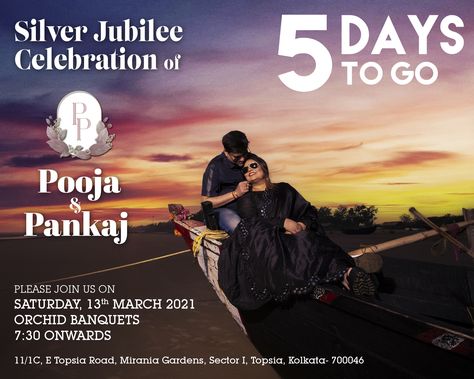 5 Days to Go Design for Silver Jubilee Anniversary Silver Jubilee, Celebrities, Movie Posters, Silver, Design, Film Posters