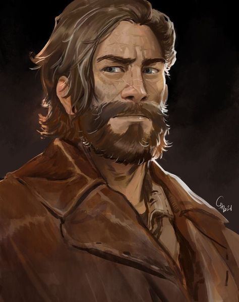 Male Character Art Modern, Middle Aged Man Character Design, Concept Art Male, Bearded Characters, Male Character Design, Beard Illustration, Oldest Human, Male Character, Human Male