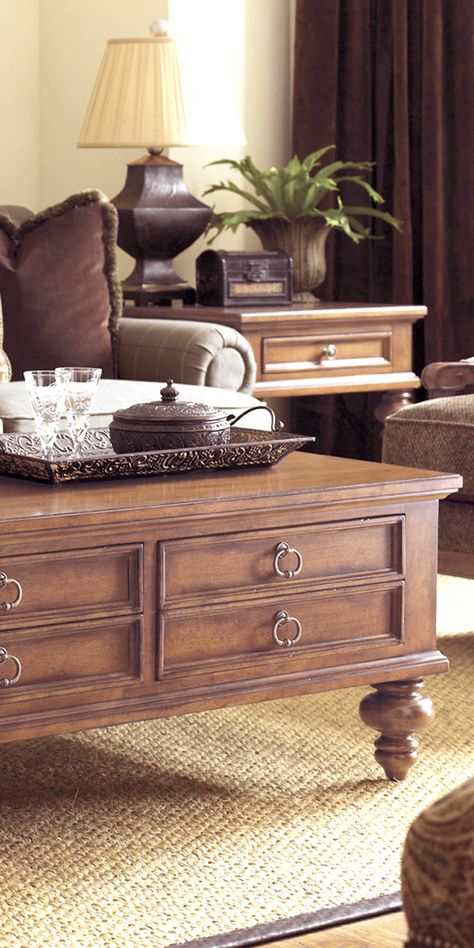 Timeless mahogany 4 drawer coffee table - a fresh take on traditional style Drawer Coffee Table, Accent Tables, Home N Decor, Best Coffee, Home Decor Inspiration, Coffee Tables, Home Living Room, Home Deco, Traditional Style