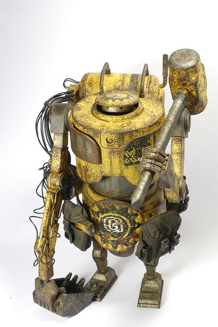 Construction Robot, Steampunk Robots, Steampunk Robot, Hydraulic System, Ashley Wood, Sci Fi Models, Arte Robot, Found Object Art, Terraria