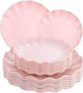 LIYH 24pcs Pink Plates Reusable,Plastic Plates Durable and Microwave Dishwasher Safe,Baby Shower Plates,Light Weight Daisy Plastic Plates for Wedding Party Birthday Plastic Plates For Wedding, Plastic Plates Wedding, Plates For Wedding, Baby Shower Plates, Pink Plates, Bunny Birthday, Disposable Plates, Pink Plastic, Cute Kitchen