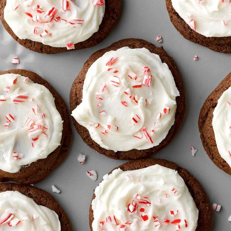 Triple-Chocolate Peppermint Cookies Peppermint Brownie Cookies, Christmas Confections, Peppermint Oreos, Peppermint Brownie, Peppermint Cookie Recipe, Peppermint Treats, Christmas Aesthetics, Peppermint Sugar Cookies, Christmas Eats