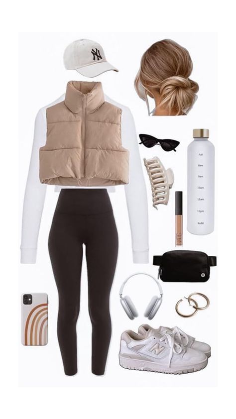 Casual fall outfit idea Cute Outfit Collage, Outfits For Women In 30s, Athleisure Outfit Ideas, Preppy Fall Outfits, Look Legging, Smink Inspiration, Winter Fashion Outfits Casual, Casual Preppy Outfits, Cute Lazy Day Outfits