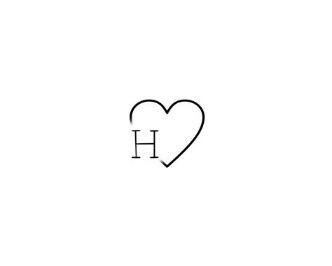 Initial H Tattoo Ideas, Letter H With Heart, H Heart Tattoo, Cursive H Tattoo, Letter H Design Fonts, Heart With Letter Tattoo, H Initial Tattoo, Couple Initial Tattoos, H Tattoo Letter