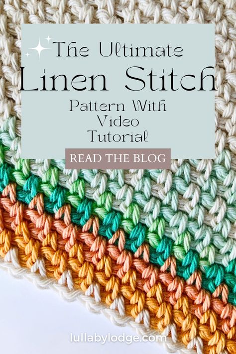 Linen Stitch Tutorial Crochet Linen Stitch, Knit Linen Stitch, Crochet A Rose, Dish Cloth Pattern, Linen Stitch Crochet, Crochet Sampler Blanket, Crochet Patterns Stitches, Beginning Crochet, Crochet Scrubbies