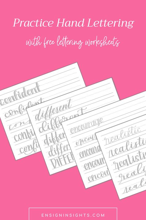 Hand Lettering Practice Sheets Free, Cursive Practice Sheets, Free Lettering Worksheets, Letter Practice Sheets, Lettering Worksheets, Free Cursive Fonts, Hand Lettering Practice Sheets, Hand Lettering For Beginners, Hand Lettering Worksheet