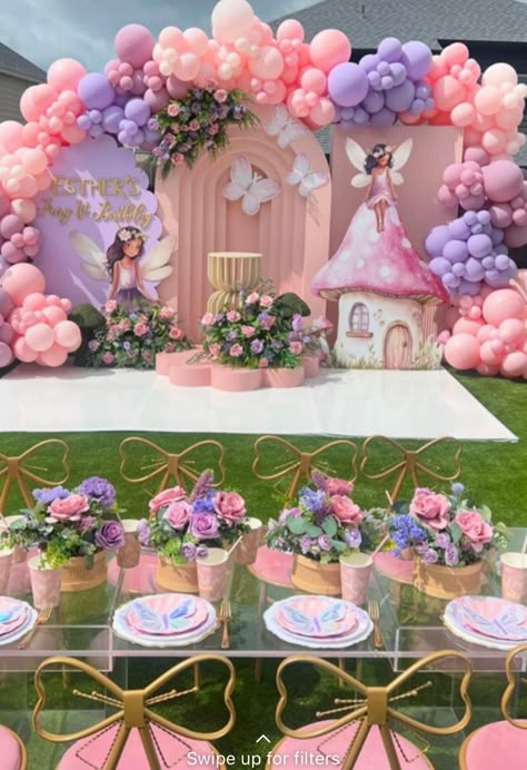 Fairy Theme 2nd Birthday Party, Fairy Theme Birthday Party Cake, Fairy Backdrop Birthday, Fairy Theme Birthday Party Decoration, Fairytale Birthday Theme, Butterfly Theme Birthday Decoration, Fairy Garden Birthday Party Ideas, Fairy Theme Birthday Party, Fairy 1st Birthday