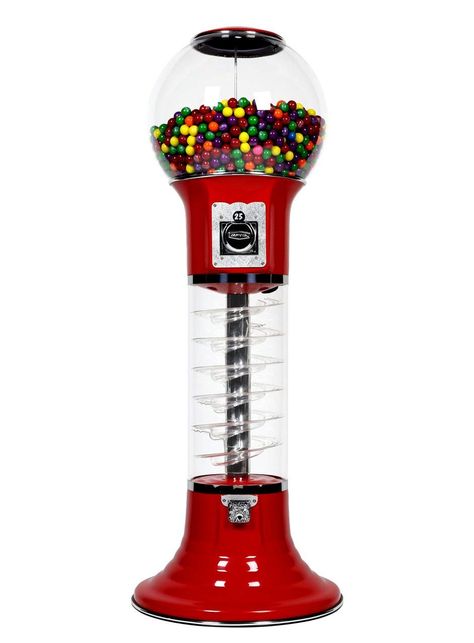 Gumball Machine for Kids RED Vending Machine 4'10" $0.25 Tall Spiral Candy Machine with Dispenser for Gumballs Bubble Gums Bouncy Balls Capsules Abandoned Arcade, Zoo Gift Shop, Room Phone, Gum Machine, 80s Room, Bubble Gum Machine, Old Candy, Freebies By Mail, Gumball Machines