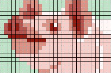 Pig Alpha Pattern, Profile Shading, Pig Pixel Art, Animal Keychain, Make Friendship Bracelets, Graph Crochet, Fuse Bead Patterns, Pixel Crochet, Pixel Art Grid