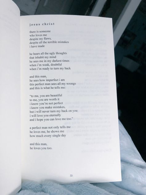 Jesus Christ - Madisen Kuhn (from her poetry book, “Eighteen Years”) HIGHLY recommend this book. fantastic feelings and words. Bible Poetry, Biblical Poetry, Jesus Poetry, Christian Spoken Word Poetry, Christian Poetry, Christian Poetry Spiritual Inspiration, Poems About Jesus, Poetry Books To Read Poem, Poetry Books Annotated