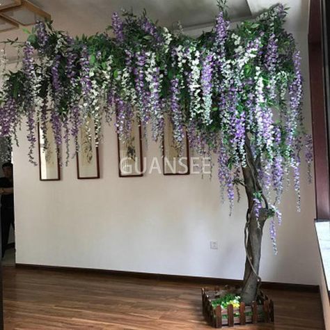 Hanging Wisteria, Party Diy Decorations, Party Living Room, Wisteria Tree, Material Flowers, Flowers For Wedding, Tree Flowers, Cheap Party, Interior Design Your Home