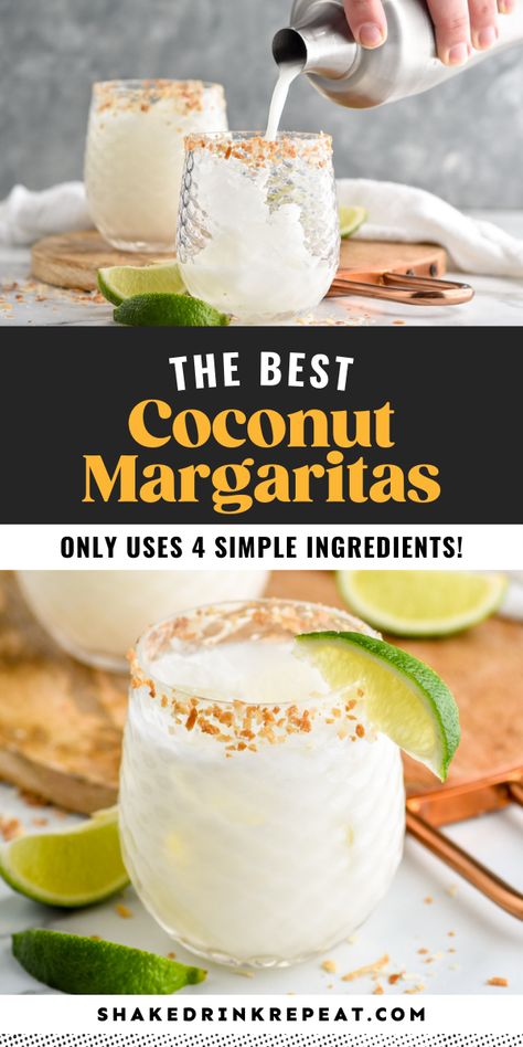 Coconut Margarita Recipe, Tropical Margarita, Coconut Tequila, Coconut Cocktail, Coconut Margarita, Lime Margarita, Coconut Drinks, Tequila Drinks, Shakes Drinks