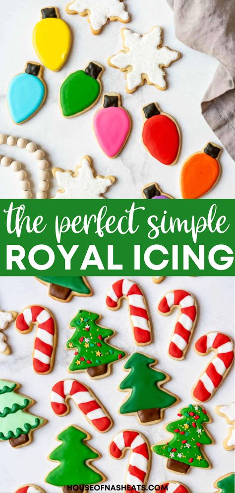 Beautifully decorated cut-out cookies for every celebration and holiday are totally attainable at home with this easy royal icing recipe for sugar cookies and a few tips & tricks to give you the confidence you need to try this technique yourself! | royal icing recipe from scratch | how to make royal icing easy | easy royal icing recipe christmas | easy royal icing recipe halloween | royal icing easy powdered sugar | royal icing easy cookie decorating | easy royal icing recipe for cookies Homemade Sugar Cookies Christmas, Cut Out Icing Recipe, Drawing On Cookies Royal Icing, Holiday Cookies Decorated Royal Icing Recipes, Home Made Frosting For Sugar Cookies, Royal Icing No Corn Syrup, Royal Icing Recipe No Corn Syrup, Royal Icing Using Meringue Powder, Best Icing For Cookies