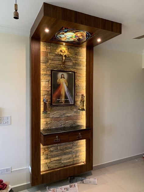 Alter In Living Room, Modern Alter Designs For Home, Alter For Home, Altar Wall Design, House Altar Design Catholic, Alter Ideas For Home, Prayer Alter Ideas Home Altar Catholic, Jesus Alter Ideas At Home, Prayer Alter Ideas Home Altar