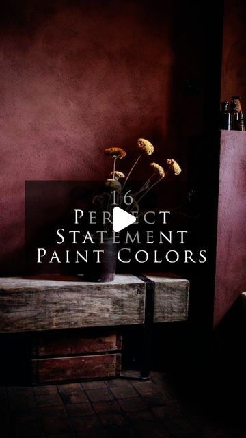 Kreiss on Instagram: "Here are 16 perfect statement paint colors to use in your home.

#interiordesigninspiration #interiordesignideas #interiordesigntrends #interiordesigngoals #interiordesigninspo #interiordesigntips #paintcolorideas #paintcolors #hagueblue #navyblue #portolapaint #farrowandball" Smoked Mulberry Paint, Burgundy Limewash, Sherwin Williams Moody Colors, Plum Paint Colors, Plum Paint, Maroon Walls, Portola Paint, Hague Blue, Moody Bedroom