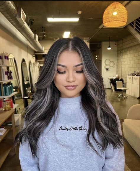 Ash Brown Hair Balayage, Old Money Hair, Ash Blonde Hair Balayage, Money Hair, Rambut Brunette, Blonde Highlights On Dark Hair, Color For Black Hair, Black Hair Balayage, Ash Hair