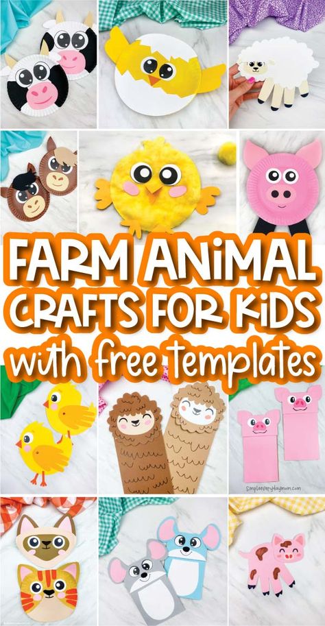 Easy Farm Animal Crafts, Animal Crafts For Kids Easy, Farm Animal Crafts For Kids, Preschool Farm Crafts, Farm Theme Crafts, Farm Animals Crafts, Farm Week, Animal Crafts Preschool, Farm Animals Preschool