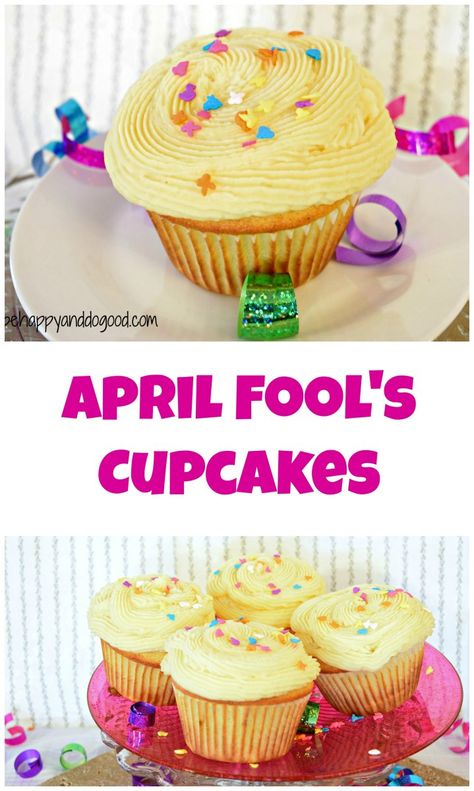 April Fools' Day Cupcakes! You'll be fooled!!! April Fools Food, Fool Recipe, Mixture Recipe, Muffin Papers, April Fools Pranks, April Fool's Day, Fools Day, April Fools Day, Cute Cupcakes