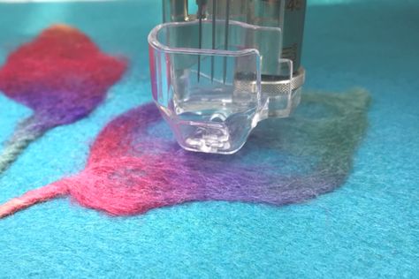 Fun Felting with the BERNINA Needle Punch Set | WeAllSew Felting Sewing Machines, Needle Felting Tips And Tricks, Felting Needles Tool, Needle Felting Around Wire, Wet Felting Purse Tutorial, Needle Felting Tutorial, Bernina Sewing Machine, Bernina Sewing, Sewing Machine Needles