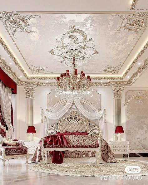 Princess Apartment, Royal Luxury Bedroom Design, Royal Bedroom Design, Royal Room, Fancy Bedroom, Royal Bedroom, Dream Bedroom Inspiration, Princess Bedroom, Style Royal