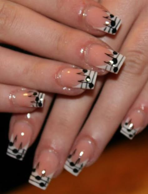 Music Note Nails, Music Nails, Manicured Nails, Elegant Nail Art, Modern Nails, Get Nails, Fabulous Nails, Elegant Nails, Nail Art Hacks