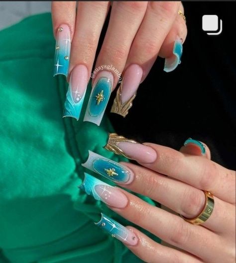 Jasmine Nails, Drip Nails, Colored Acrylic Nails, Cute Acrylic Nail Designs, Long Acrylic Nails Coffin, Exotic Nails, Easy Nails, Long Square Acrylic Nails, Unique Acrylic Nails