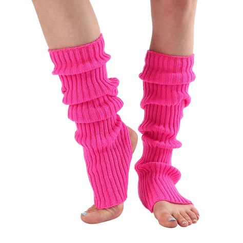 Fdelink Long Leg Warmer Womens Men 80S Party Ribbed Knit Dance Sports Leg Warmer Warm Feet Package (Hot Pink) - Walmart.com Hot Pink Leg Warmers, Pink Leg Warmers, Striped Leg Warmers, Long Leg Warmers, Boots With Leg Warmers, Leg Socks, Knitted Leg Warmers, Dance Sports, Warm Leggings