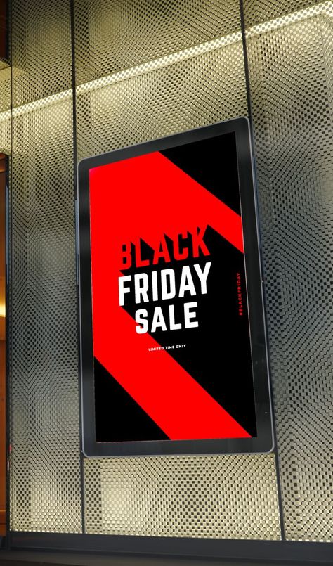 Digital signage for Black Friday retail displays Digital Display Board, Retail Advertising, Black Friday Poster, Digital Signage Displays, Black Friday Design, Retail Signage, Signage Display, Retail Displays, Digital Signs