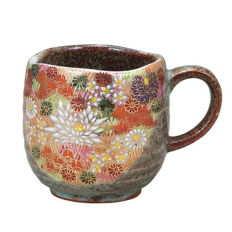 Amazon.com | Kutani Yaki(ware) Coffee Mug Gold Flower: Coffee Cups & Mugs Kutani Porcelain, Pretty Mugs, Ceramics Pottery Art, Cool Mugs, Gold Flower, Bellini, Cute Mugs, Pottery Painting, Pottery Ceramics