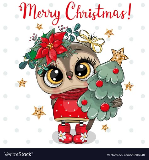 Owl Christmas Tree, Owl Animal, Clothing Iron, Cartoon Owl, Cartoon Giraffe, Owl Cartoon, Deer Christmas, Christmas Owls, With Christmas Tree