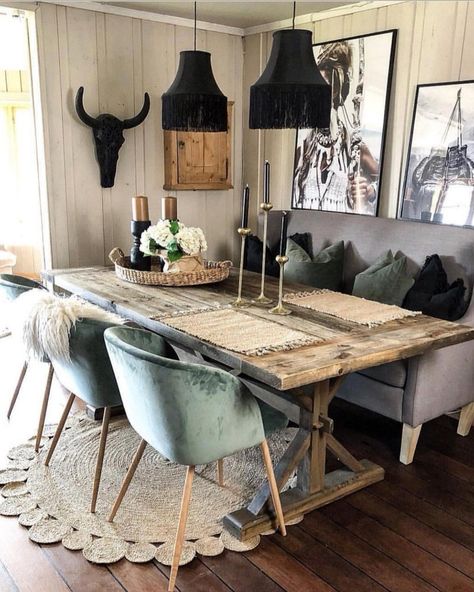 Dining Room Blue, Interior Design Rustic, Design Del Prodotto, Farmhouse Dining Room, Western Home Decor, Home Design Decor, Farmhouse Dining, Rustic Interiors, Dining Room Design