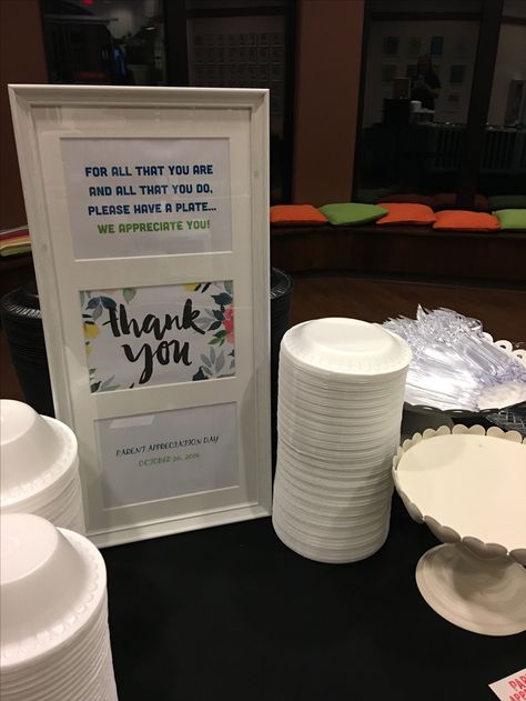 Parent Appreciation sign for a breakfast at school. Great idea to use a real frame! Parent Appreciation Ideas, Pastries With Parents, Oshc Activities, Parent Appreciation, Conscious Discipline, Pto Ideas, Breakfast Photo, School Project Ideas, Emotional Growth