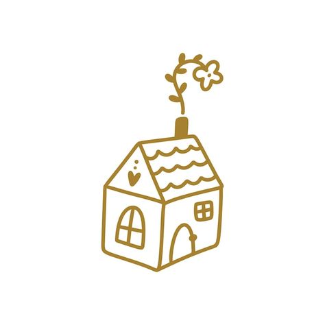 House Branding Logo, Cute House Doodle, Cute Home Illustration, Tiny House Tattoo, House Cartoon Drawing, Cartoon House Drawing, Doodles House, Cottage Doodle, Little House Tattoo