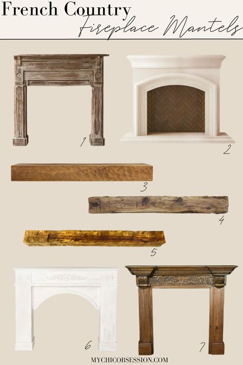 French Country Fireplace Mantle, French Country Fireplace Ideas, French Country Mantle, French Country Fireplace, French Fireplace Mantel, Faux Stone Fireplaces, Country Fireplace, Fireplace Mantel Designs, Faux Fireplace Mantels