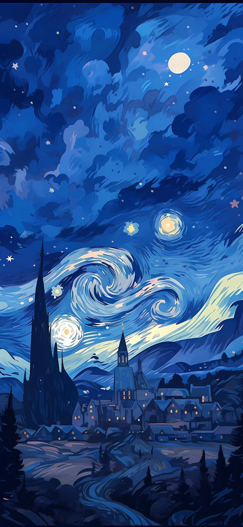 Animation Asthetics Wallpaper, Van Gogh Screensaver, Starry Night Wallpaper Landscape, Wallpapers For Tablets Aesthetic, Pixel 9 Wallpapers, Aesthetic Images For Widgets, Dark Blue Wallpapers Aesthetic, Applewatch Backgrounds, Blue Asthetics Background