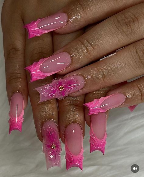 Colored Acrylic Nails, Girly Acrylic Nails, French Tip Acrylic Nails, French Acrylic Nails, Acrylic Nails Coffin Pink, Long Square Acrylic Nails, Unique Acrylic Nails, Nail Swag, Bling Acrylic Nails