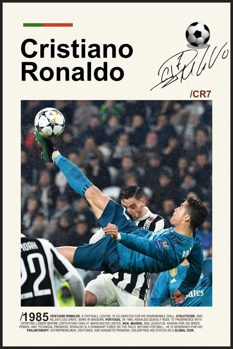 Football Poster Aesthetic, Vintage Ronaldo Wallpaper, Cr7 Poster, Football Players Poster, Soccer Posters, Ronaldo Poster, Cristiano Ronaldo Poster, Football Poster Ideas, Real Madrid Poster